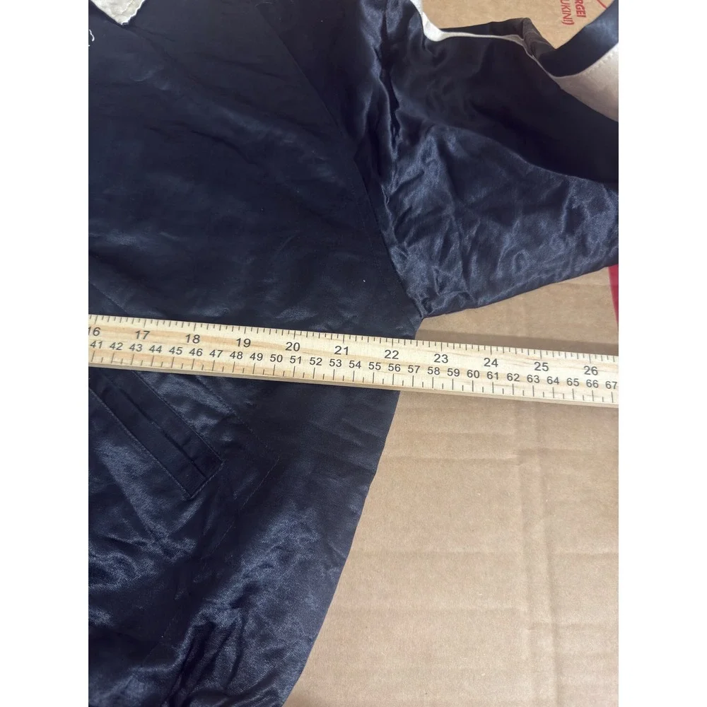 ERD Satin Varsity Bomber Jacket Black Cream Embroidered